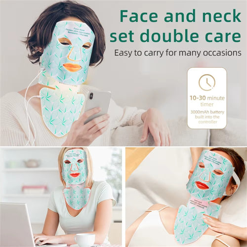 Face mask and neck piece worn while reading, on a laptop and lying down