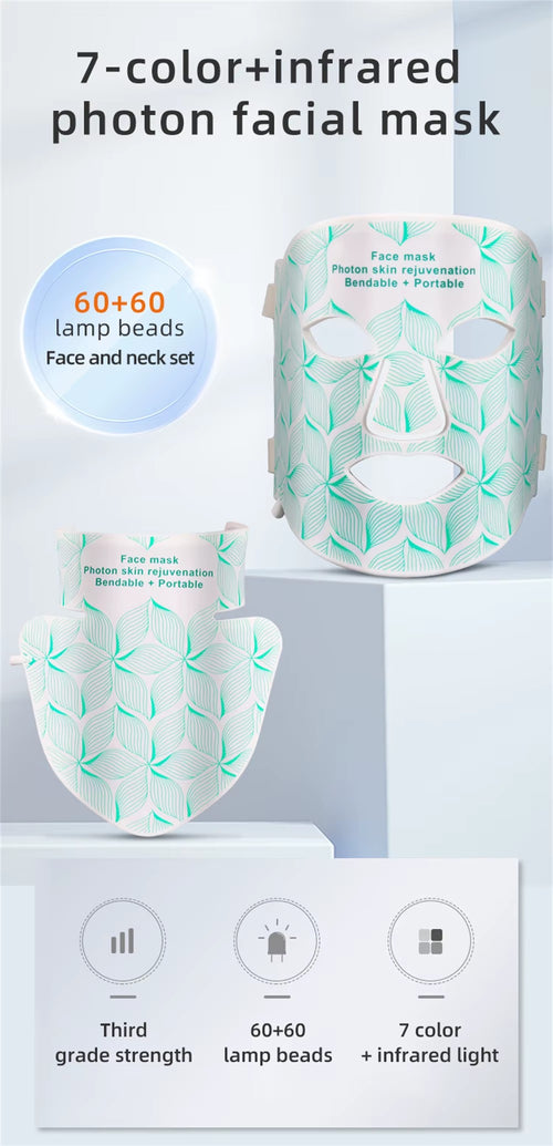 Folliqen LED face mask and neck piece in white silicone